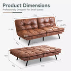 Canapé-lit futon convertible, similicuir, dossier et accoudoirs réglables, 2 places, bleu/marron/gris/noir/blanc