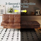 Canapé-lit futon convertible, similicuir, dossier et accoudoirs réglables, 2 places, bleu/marron/gris/noir/blanc