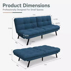 Canapé-lit futon convertible, similicuir, dossier et accoudoirs réglables, 2 places, bleu/marron/gris/noir/blanc