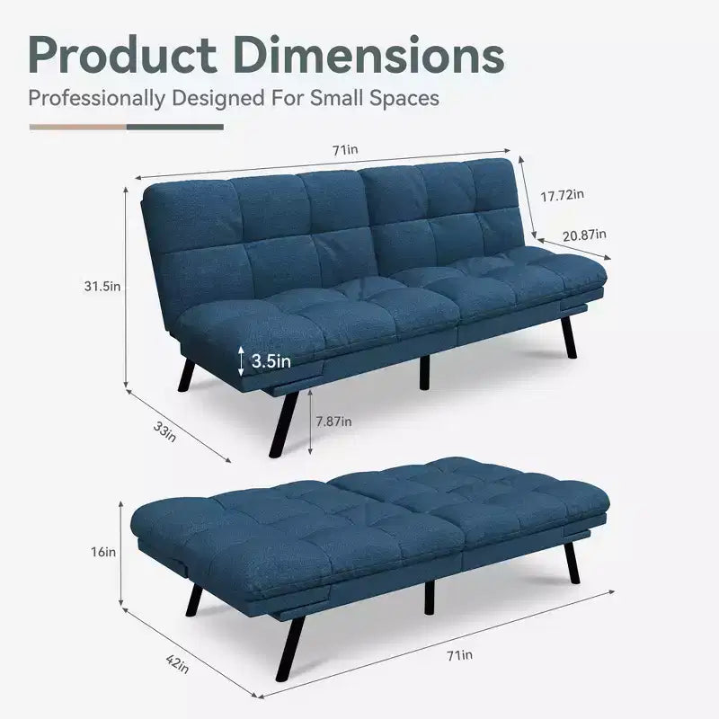 Canapé-lit futon convertible, similicuir, dossier et accoudoirs réglables, 2 places, bleu/marron/gris/noir/blanc