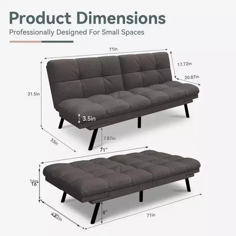 Canapé-lit futon convertible, similicuir, dossier et accoudoirs réglables, 2 places, bleu/marron/gris/noir/blanc