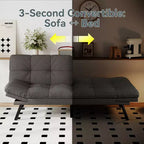 Canapé-lit futon convertible, similicuir, dossier et accoudoirs réglables, 2 places, bleu/marron/gris/noir/blanc