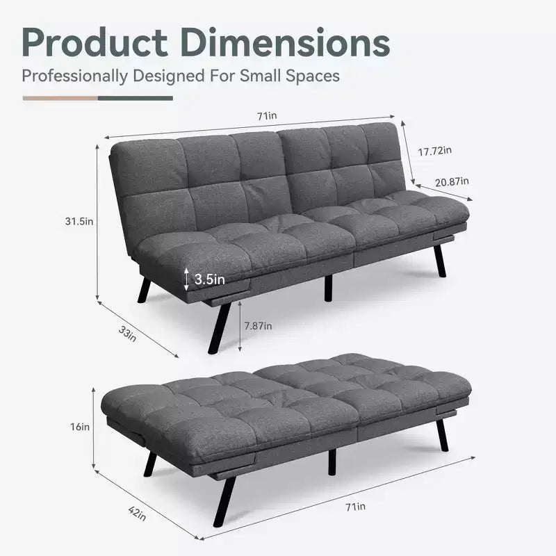 Canapé-lit futon convertible, similicuir, dossier et accoudoirs réglables, 2 places, bleu/marron/gris/noir/blanc
