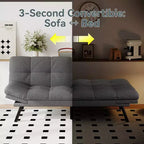 Canapé-lit futon convertible, similicuir, dossier et accoudoirs réglables, 2 places, bleu/marron/gris/noir/blanc
