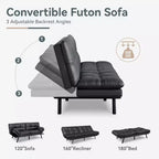Canapé-lit futon convertible, similicuir, dossier et accoudoirs réglables, 2 places, bleu/marron/gris/noir/blanc
