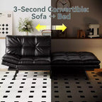 Canapé-lit futon convertible, similicuir, dossier et accoudoirs réglables, 2 places, bleu/marron/gris/noir/blanc
