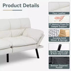 Canapé-lit futon convertible, similicuir, dossier et accoudoirs réglables, 2 places, bleu/marron/gris/noir/blanc