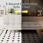 Canapé-lit futon convertible, similicuir, dossier et accoudoirs réglables, 2 places, bleu/marron/gris/noir/blanc