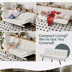 Canapé-lit futon convertible, similicuir, dossier et accoudoirs réglables, 2 places, bleu/marron/gris/noir/blanc