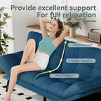 Canapé-lit futon convertible, similicuir, dossier et accoudoirs réglables, 2 places, bleu/marron/gris/noir/blanc