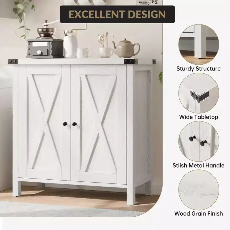 Armoire de rangement de style campagnard à 2 portes, gris/chêne foncé/blanc, assemblage par 1 personne
