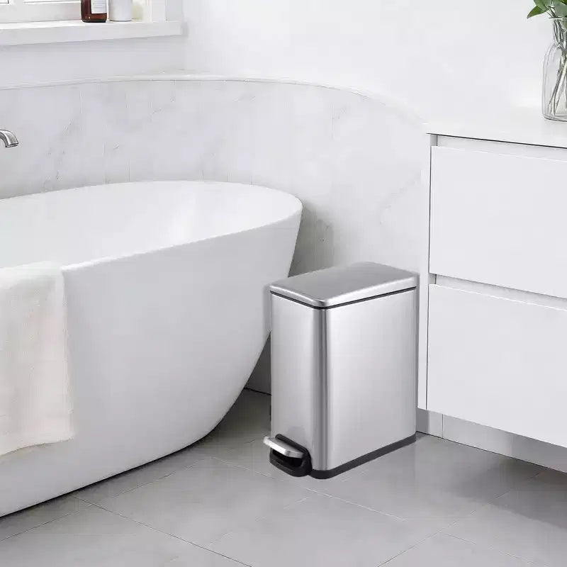 Poubelle à Pédale, Noir/Argent/Blanc, Fermeture Silencieuse, 10L/45L/45L+10L, 1 à 2 Personnes