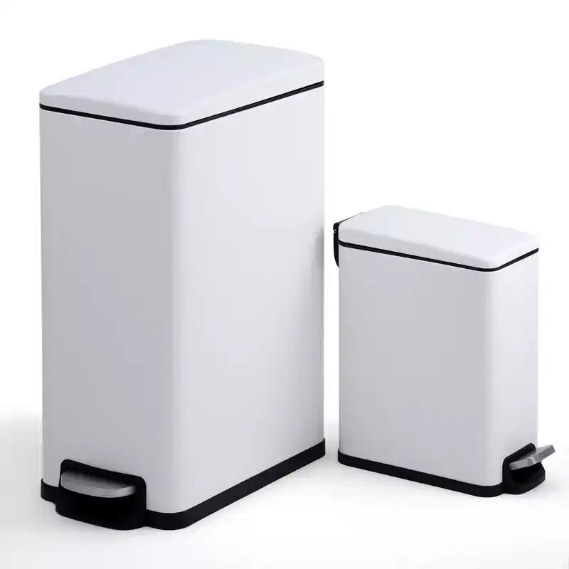 Poubelle à Pédale, Noir/Argent/Blanc, Fermeture Silencieuse, 10L/45L/45L+10L, 1 à 2 Personnes
