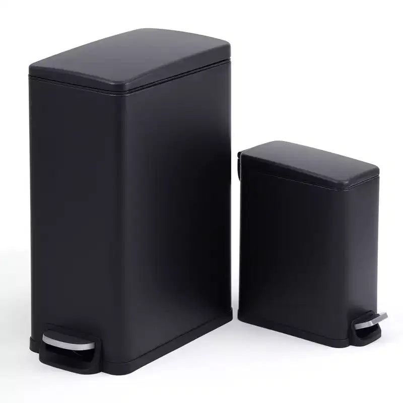 Poubelle à Pédale, Noir/Argent/Blanc, Fermeture Silencieuse, 10L/45L/45L+10L, 1 à 2 Personnes