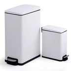 Poubelle à Pédale, Noir/Argent/Blanc, Fermeture Silencieuse, 10L/45L/45L+10L, 1 à 2 Personnes