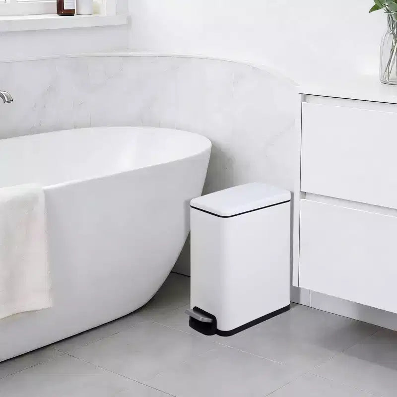 Poubelle à Pédale, Noir/Argent/Blanc, Fermeture Silencieuse, 10L/45L/45L+10L, 1 à 2 Personnes