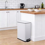 Poubelle à Pédale, Noir/Argent/Blanc, Fermeture Silencieuse, 10L/45L/45L+10L, 1 à 2 Personnes