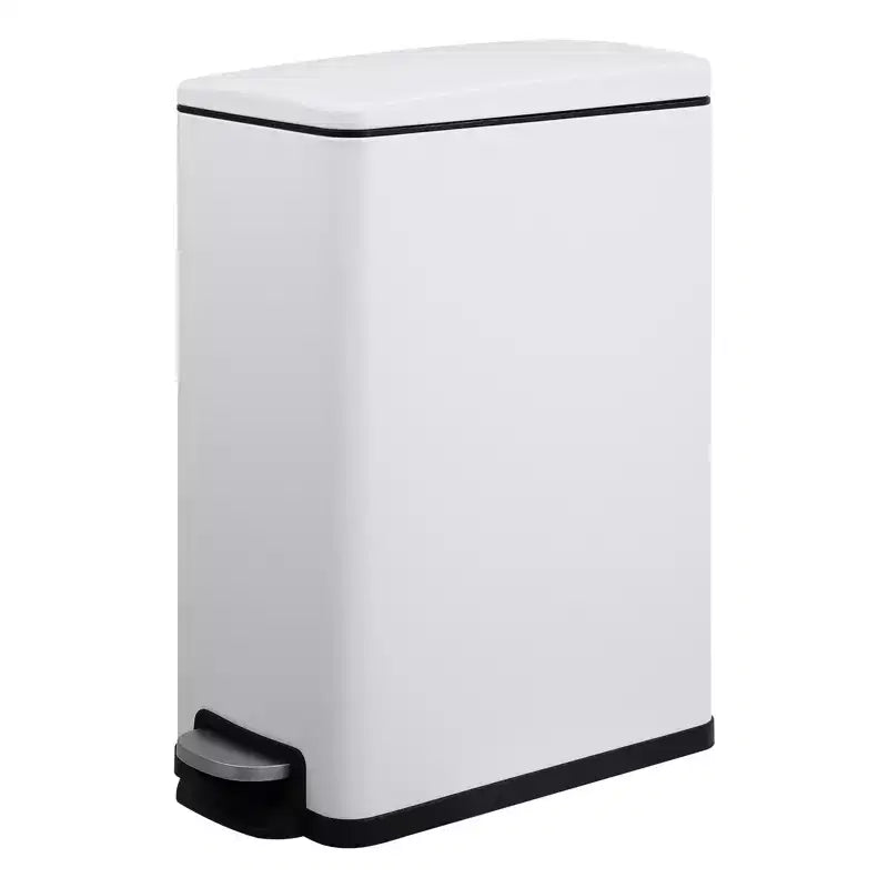 Poubelle à Pédale, Noir/Argent/Blanc, Fermeture Silencieuse, 10L/45L/45L+10L, 1 à 2 Personnes
