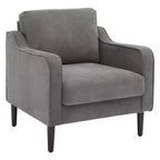 Mid-Century Linen Accent Reading Chair for Living Room/Bedroom, Comfy Single Armchair for Small Spaces