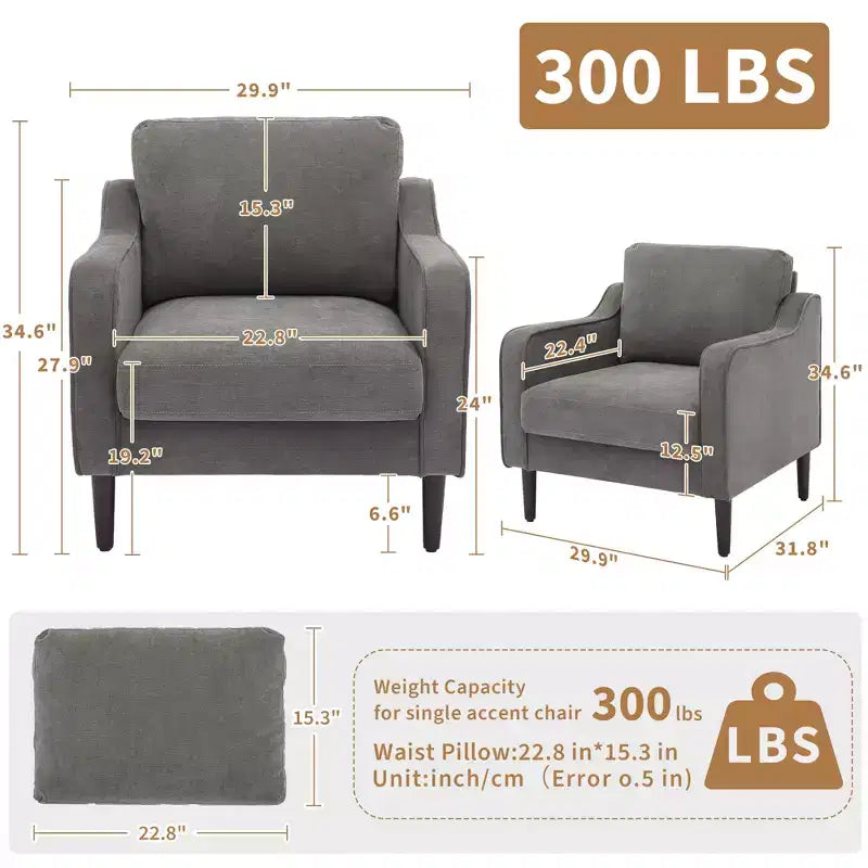 Fauteuil d'appoint du milieu du siècle en lin, une place