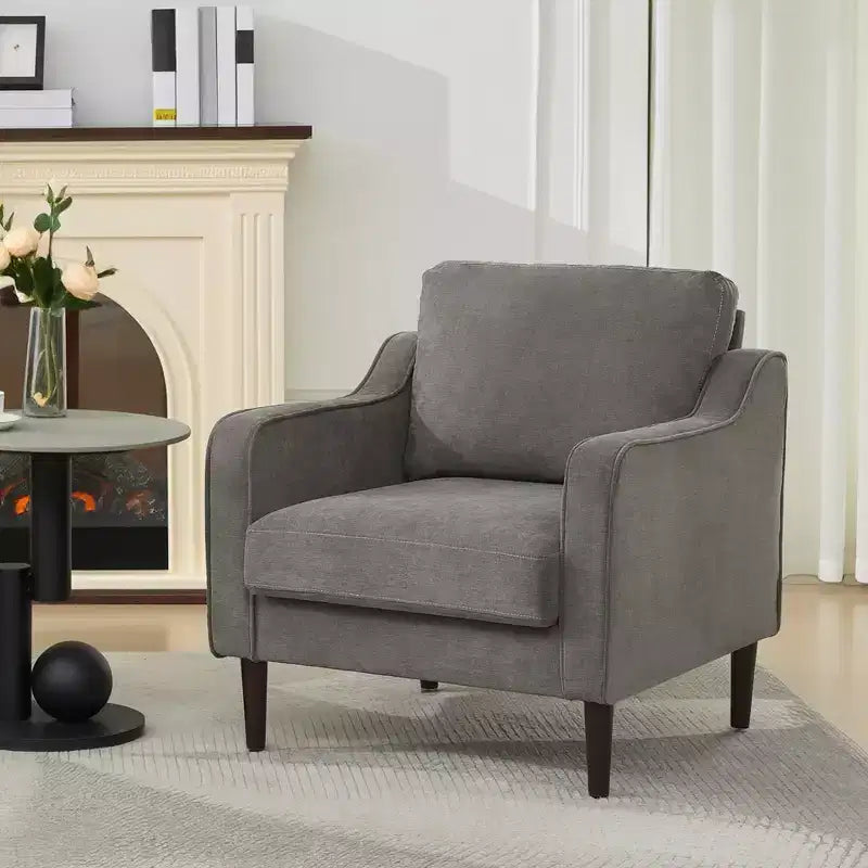 Fauteuil d'appoint du milieu du siècle en lin, une place