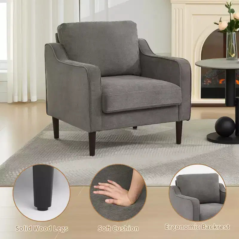 Fauteuil d'appoint du milieu du siècle en lin, une place