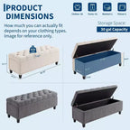 Banc Ottoman de rangement capitonné beige/gris, 2 places, capacité de 303 kg