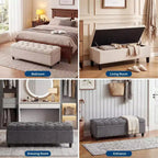 Banc Ottoman de rangement capitonné beige/gris, 2 places, capacité de 303 kg