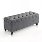 Banc Ottoman de rangement capitonné beige/gris, 2 places, capacité de 303 kg