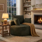 Fauteuil d'appoint rond en velours côtelé marron, une place