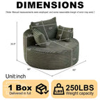 Fauteuil d'appoint rond en velours côtelé marron, une place