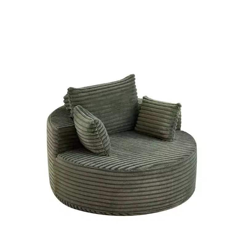 Fauteuil d'appoint rond en velours côtelé marron, une place