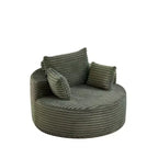 Fauteuil d'appoint rond en velours côtelé marron, une place