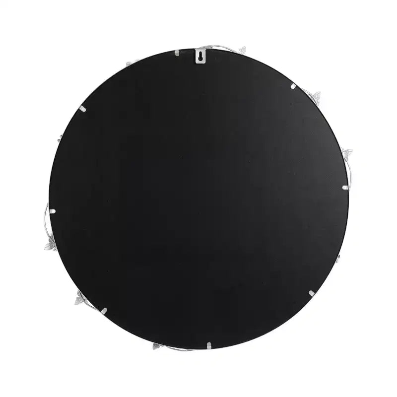 Miroir Mural Rond Floral, Argenté, Unique