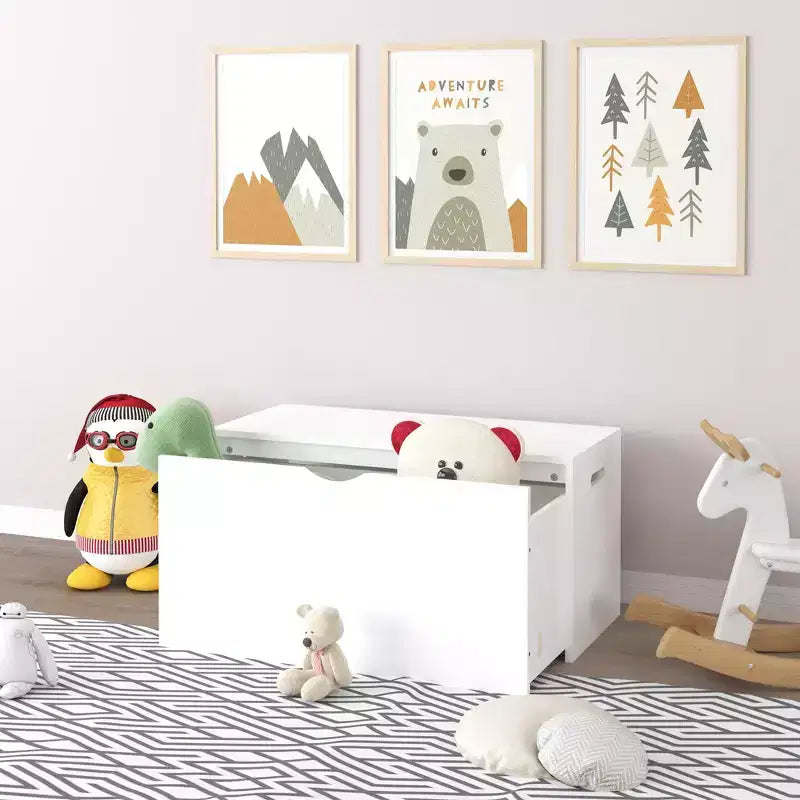 Coffre de rangement pour jouets pour enfants en bois naturel avec tiroir coulissant, utilisation par 1 enfant
