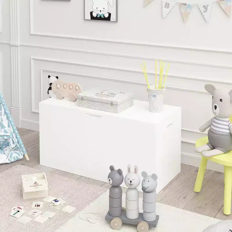 Coffre de rangement pour jouets pour enfants en bois naturel avec tiroir coulissant, utilisation par 1 enfant