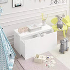 Coffre de rangement pour jouets pour enfants en bois naturel avec tiroir coulissant, utilisation par 1 enfant