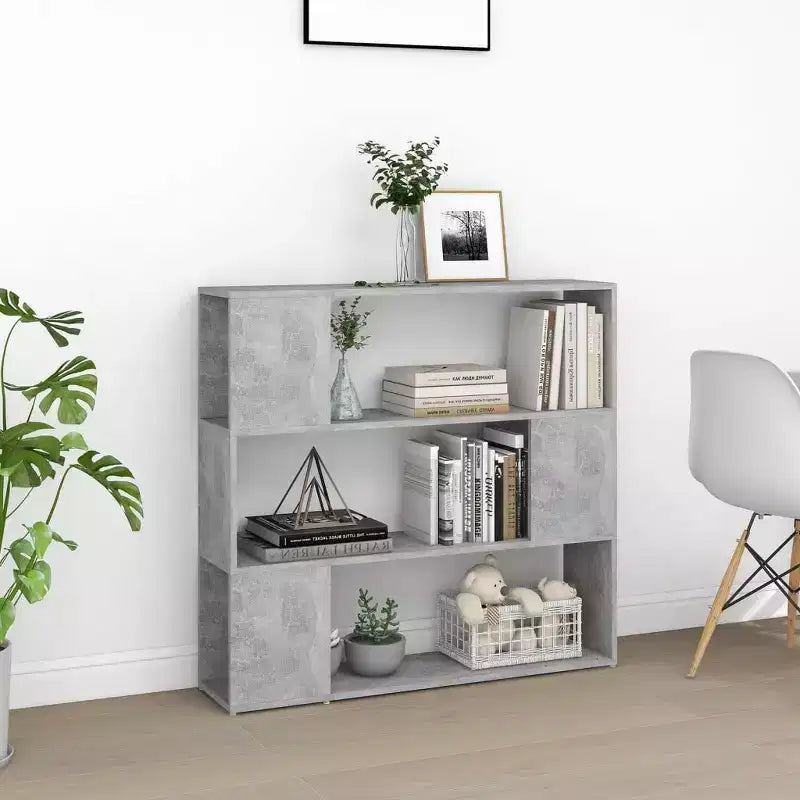 Bibliothèque-Séparateur de Pièce, Gris Béton, 1 Personne