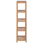 Étagère de rangement haute à 4 niveaux en teck massif, carrée, marron, pour intérieur, montage par 1 personne