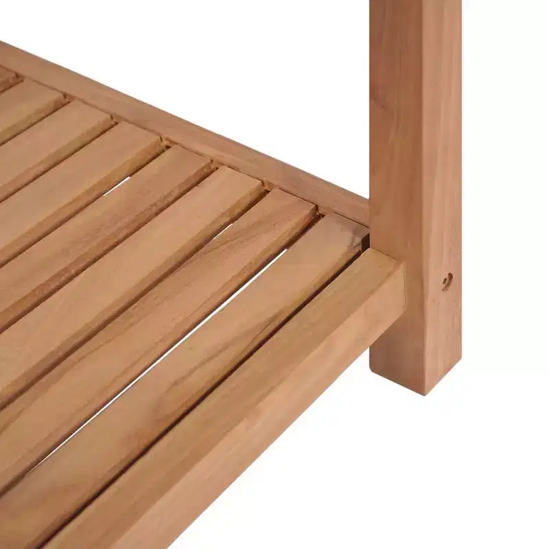 Étagère de rangement haute à 4 niveaux en teck massif, carrée, marron, pour intérieur, montage par 1 personne