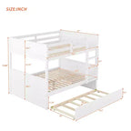 Lit superposé double blanc avec lit gigogne double, 3 couchages