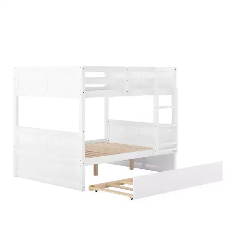 Lit superposé double blanc avec lit gigogne double, 3 couchages