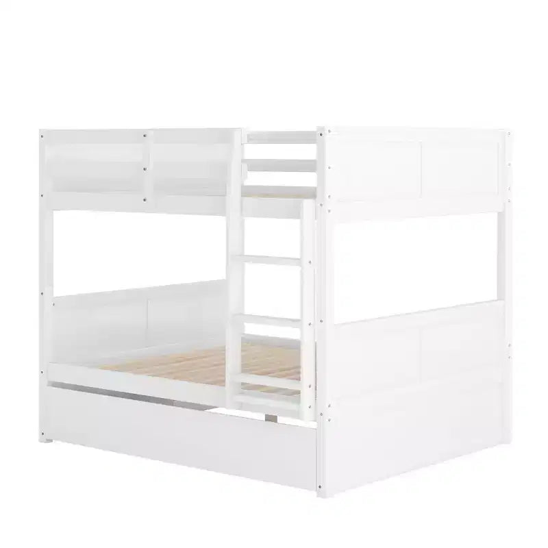 Lit superposé double blanc avec lit gigogne double, 3 couchages