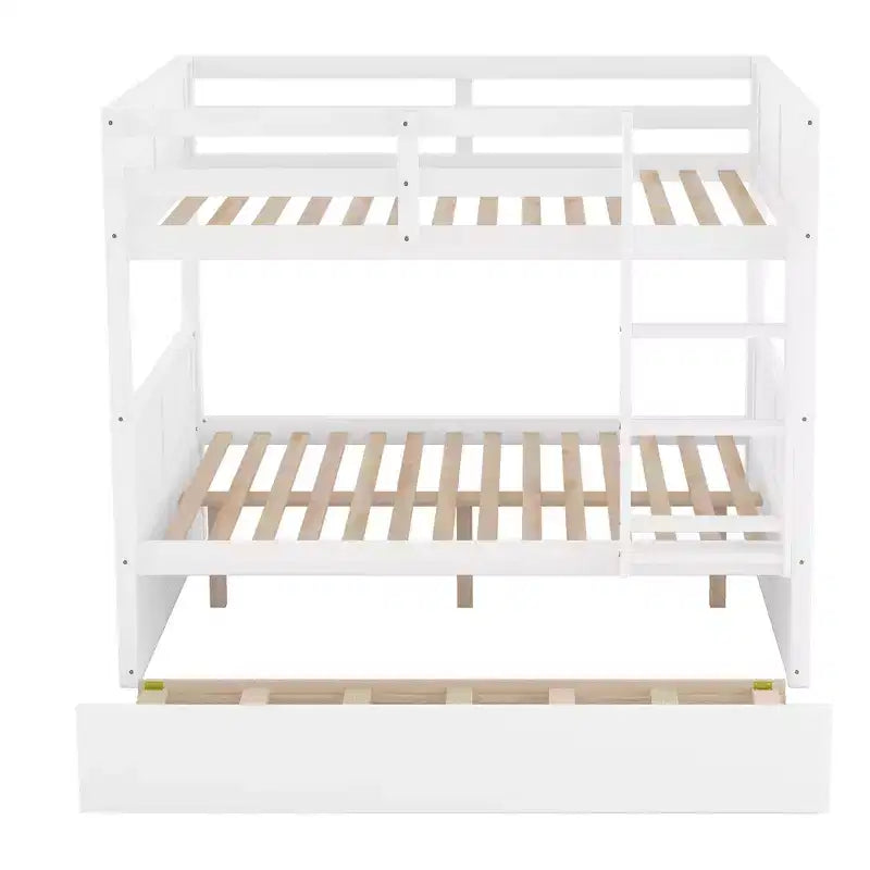 Lit superposé double blanc avec lit gigogne double, 3 couchages