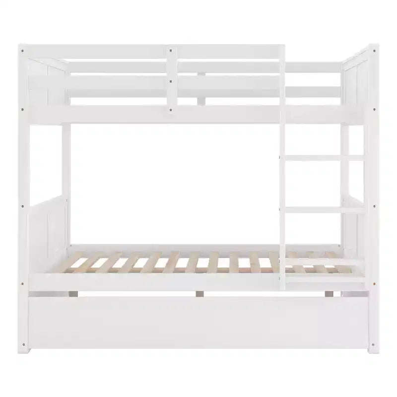 Lit superposé double blanc avec lit gigogne double, 3 couchages