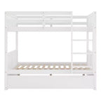Lit superposé double blanc avec lit gigogne double, 3 couchages