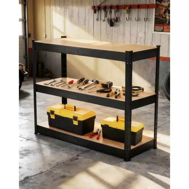 Étagère de rangement en métal noir, assemblage par 1 personne