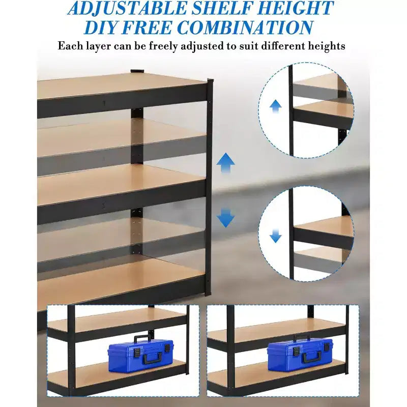 Étagère de rangement en métal noir, assemblage par 1 personne