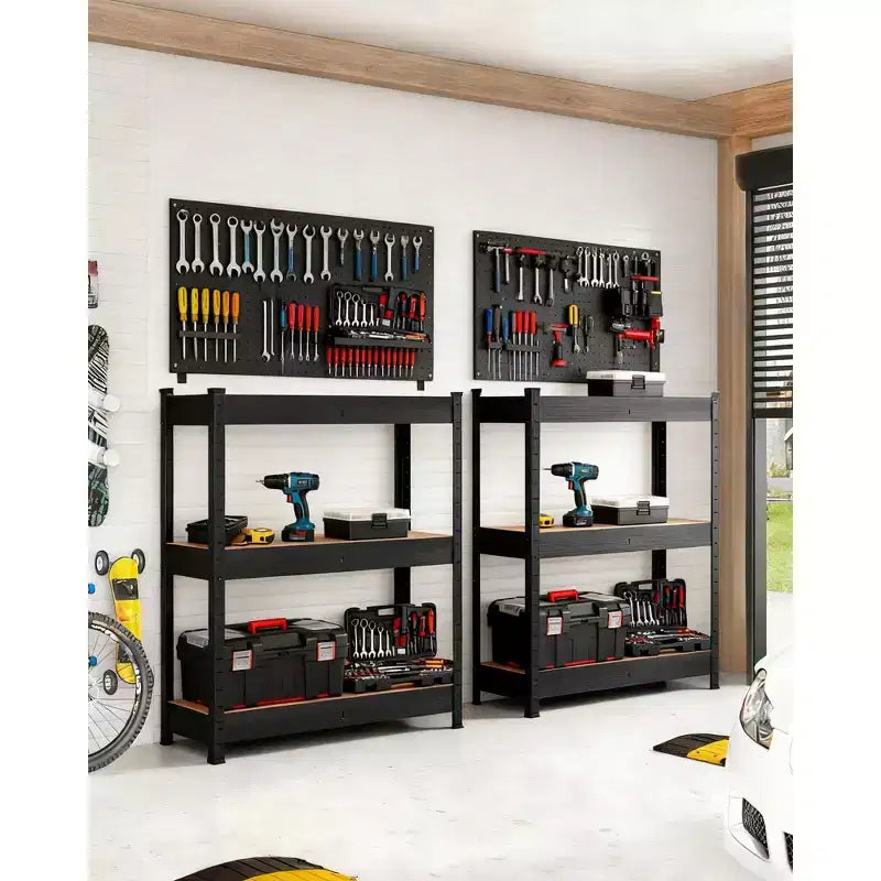 Étagère de rangement en métal noir, assemblage par 1 personne