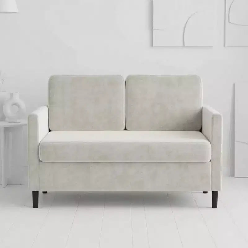 Causeuse 2 places en similicuir beige / gris / gris clair
